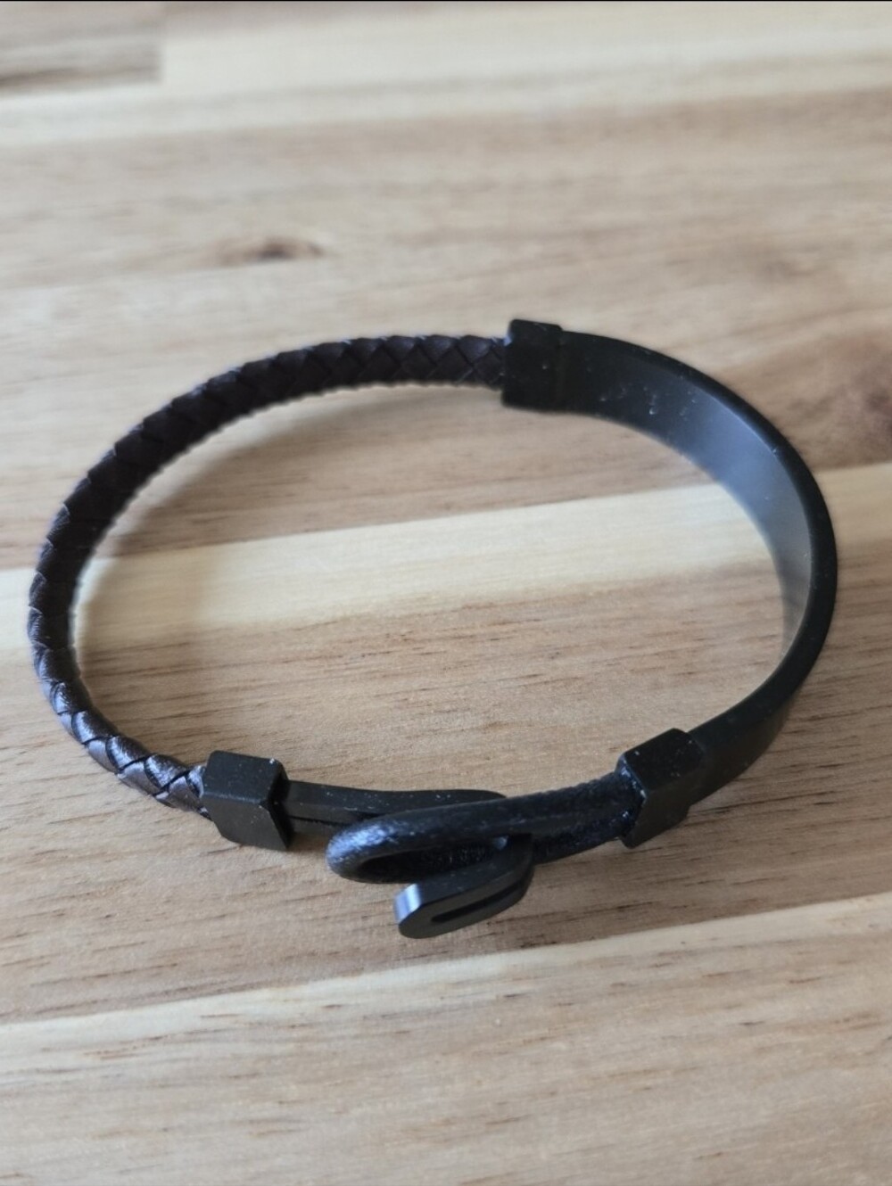 Stylish Unisex Brown/Black Braided Leather Bracelet Stainless Hook Style Clasp
